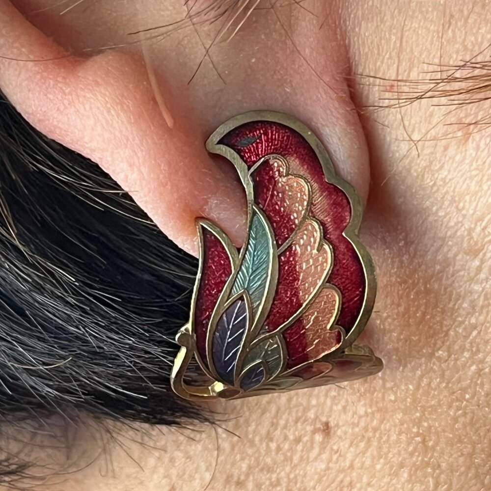 Enamel clip-on earrings